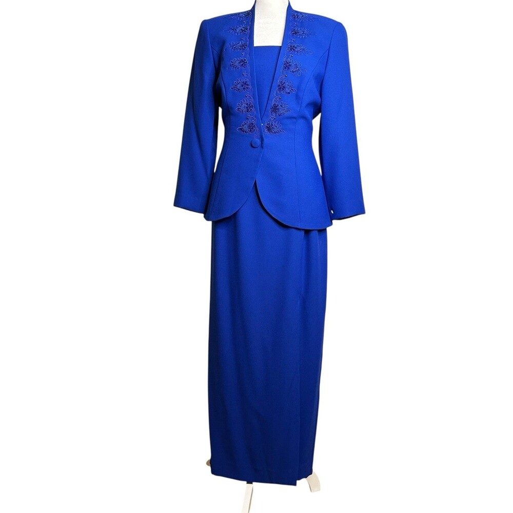 Vintage Karen Miller NY Formal Dress Two Piece Size 8 Blue USA Mother of Bride